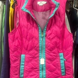 Vineyard Vines Pink and Teal Puffer Vest size Medium